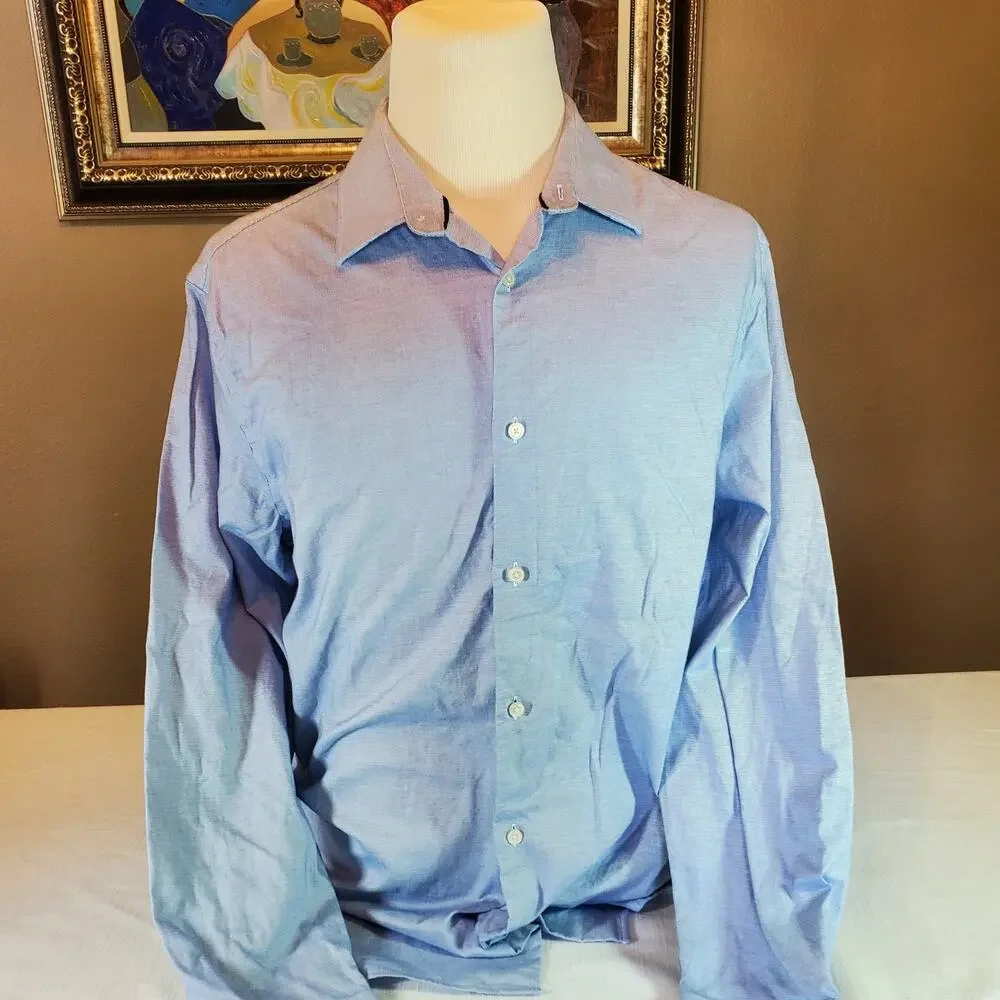 Banana Republic Mens Shirt XL Extra Large Blue Long Sleeve Button Up Dress Top